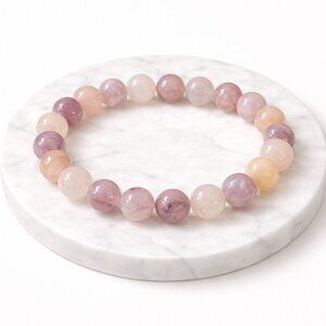 Ruby Quartz Crystal 8mm Beaded Stretch Bracelet Healing Jewelry
